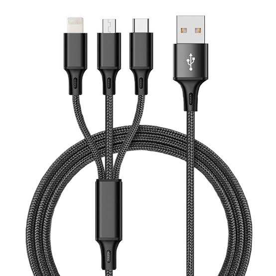 Picture of USB Charger Cable 3 In 1 Fast Charging USB Charger Cable / Fast Charging Data Transfer/Compatible with Micro USB, USB-C/Type-C Devices - Multicolor