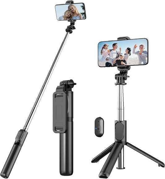 Picture of XT-02 3 In 1 Bluetooth Selfie Stick Horizontal and Vertical Shooting Mobile Phone Tripod Remote Control Selfie Stand for Making TikTok, Vlog Videos and Tripod Stand Selfie Stick for for Mobile and All Smart Phones-b Arham Gedget - Black