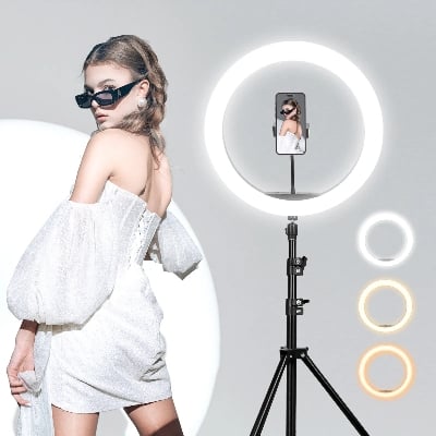 Picture of 14-Inch Ring Light with Adjustable Stand – Enhance Lighting for Photography and Videos - Black