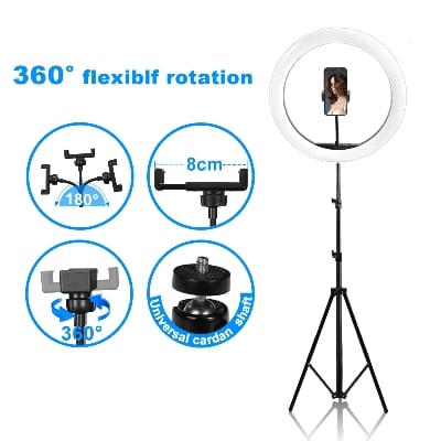 Picture of 14-Inch Ring Light with Adjustable Stand – Enhance Lighting for Photography and Videos - Black