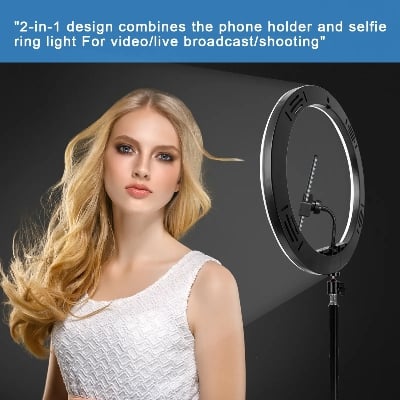 Picture of 14-Inch Ring Light with Adjustable Stand – Enhance Lighting for Photography and Videos - Black