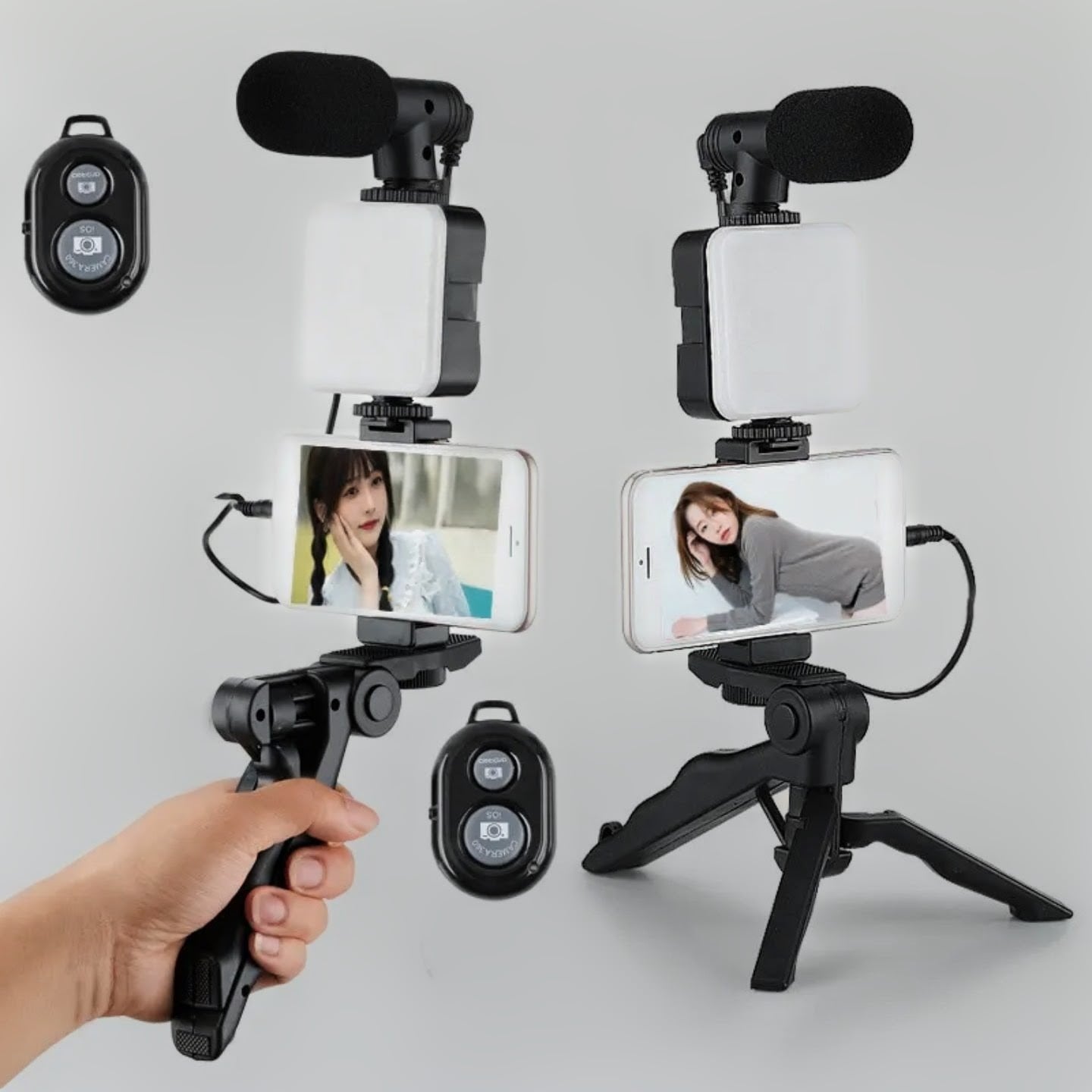 Picture of Ay-49 Smartphone Vlogging Kit Wireless Control Photography Fill Light With Tripod Stand Microphone For Tiktok Youtube Conference - Ring Light - Black