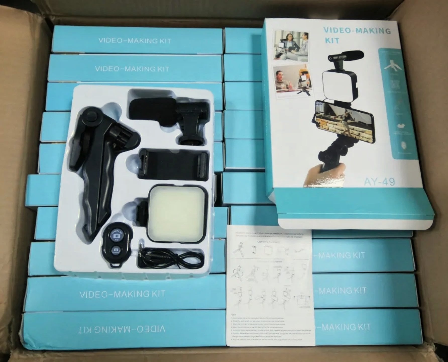 Picture of Ay-49 Smartphone Vlogging Kit Wireless Control Photography Fill Light With Tripod Stand Microphone For Tiktok Youtube Conference - Ring Light - Black