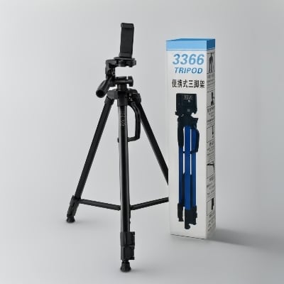 Picture of Portable Universal Tripod 3366 Multi Function Floor Standing Selfie Tripod for Smartphone Camera Adjustable Phone Video Stand - Black