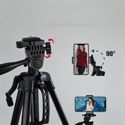 Picture of Portable Universal Tripod 3366 Multi Function Floor Standing Selfie Tripod for Smartphone Camera Adjustable Phone Video Stand - Black