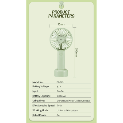 Picture of Portable Compact Mini USB Lithium Battery Rechargeable Hand Fan - Multicolor