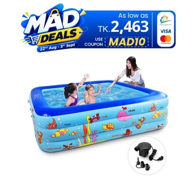 Picture of Inflatable Swimming Pool Adults & Kids Baby Pool Bathing Tub Outdoor Indoor 130 Cmx 85cmx55cm With Electric Pumper
