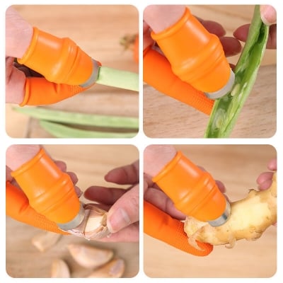 Picture of Silicone Vegetable And Fruits Thumb Cutter Finger cutter 5 in 1 kitchen tools