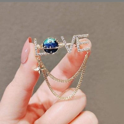 Picture of Love Latter Chain tassel Brooch Hijab Safety Pin For Girls Women