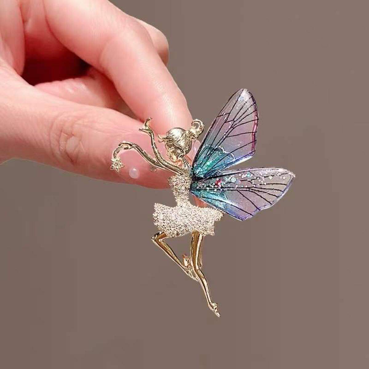 Picture of Fairy Crystal Dancing girl blue brooch Hijab Safety Pin For Girls Women - Kurti