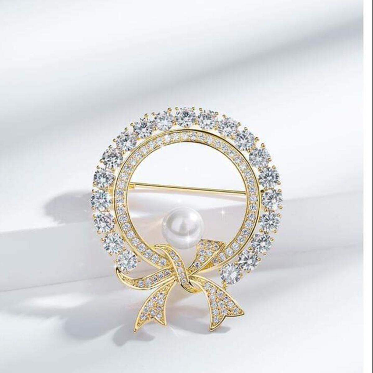 Picture of Bowknot a Pearl brooch Hijab Pin For Girls Women or sharee pin