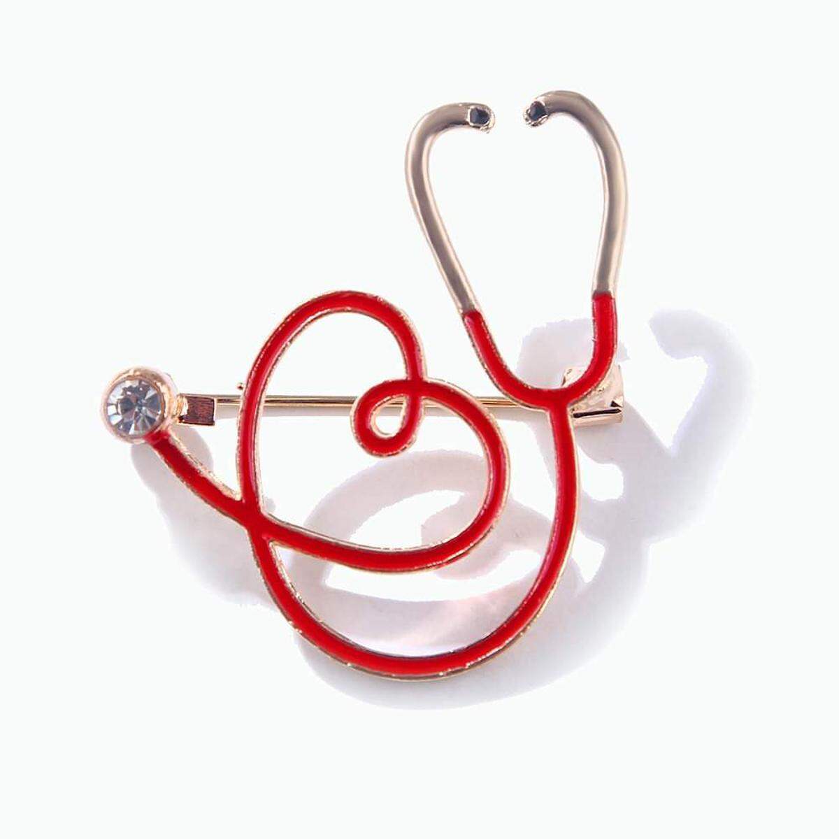 Picture of Stethoscope Round Heart Brooch Hijab Pin For Girls Women