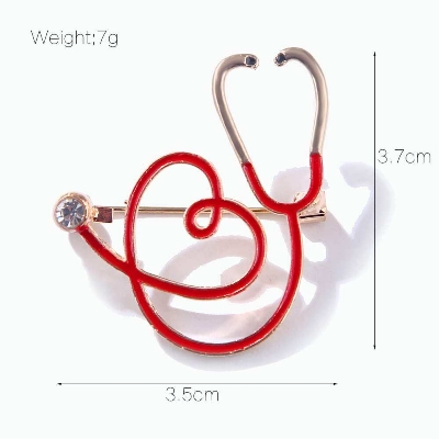 Picture of Stethoscope Round Heart Brooch Hijab Pin For Girls Women