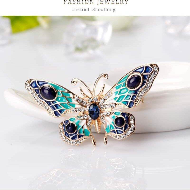 Picture of Drop Oil Green Butterfly Brooch Hijab Safety Pin For Girls Women - Hijab Pin - হিজাব পিন Qualityful - Easy To care and Longive