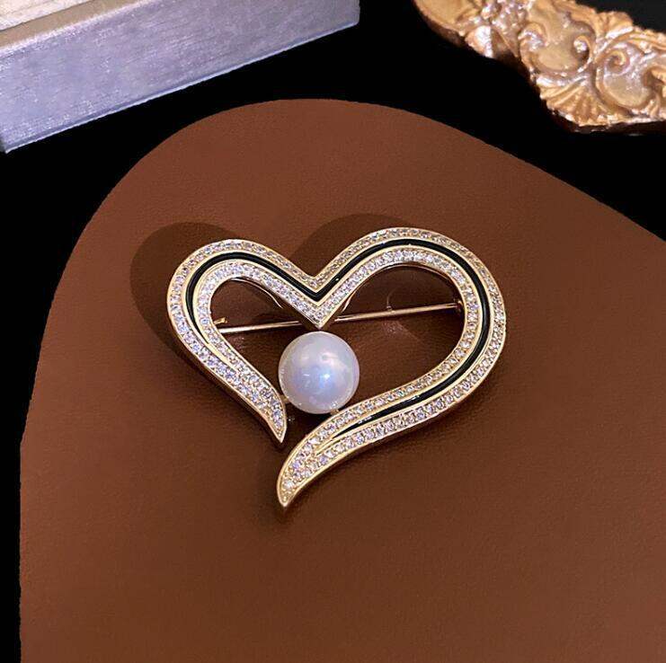 Picture of Splendid Indispensable -Quality And Durablity -Love Double Flute Sd Pearl Brooch Hijab Safety Pin For Girls Women- Innovative