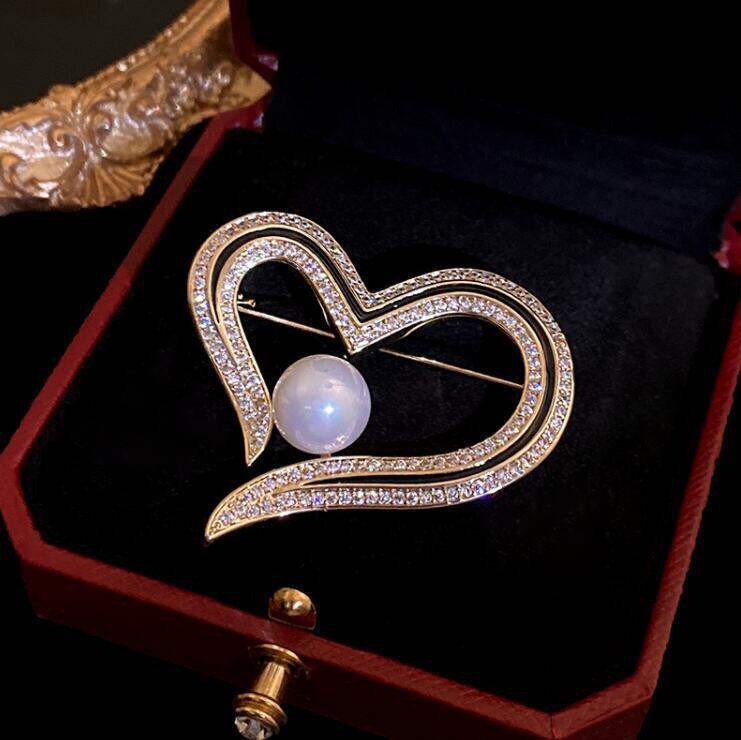 Picture of Splendid Indispensable -Quality And Durablity -Love Double Flute Sd Pearl Brooch Hijab Safety Pin For Girls Women- Innovative