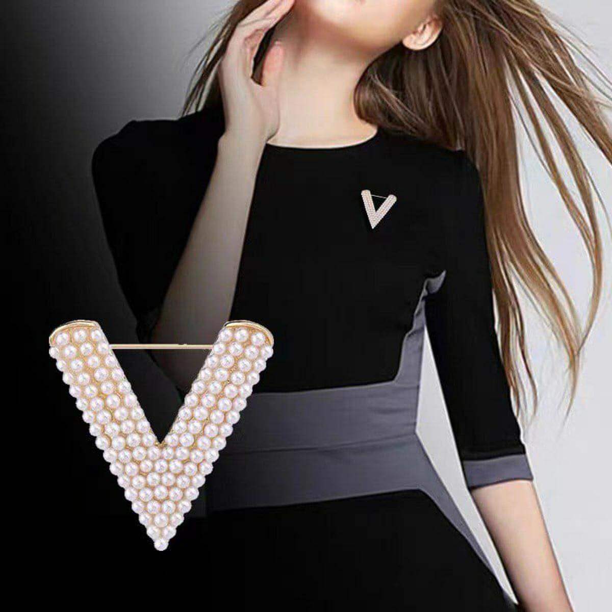 Picture of V pearl Brooch Hijab Safety Pin For Girls Women