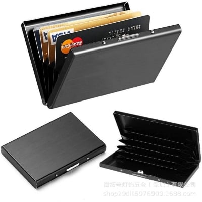 Picture of Unisex Stainless Steel Wallet for Men and Women - Ultra Thin RFID Blocking Metal Card Holder Style