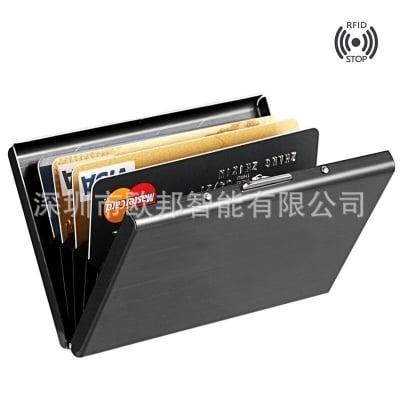 Picture of Unisex Stainless Steel Wallet for Men and Women - Ultra Thin RFID Blocking Metal Card Holder Style