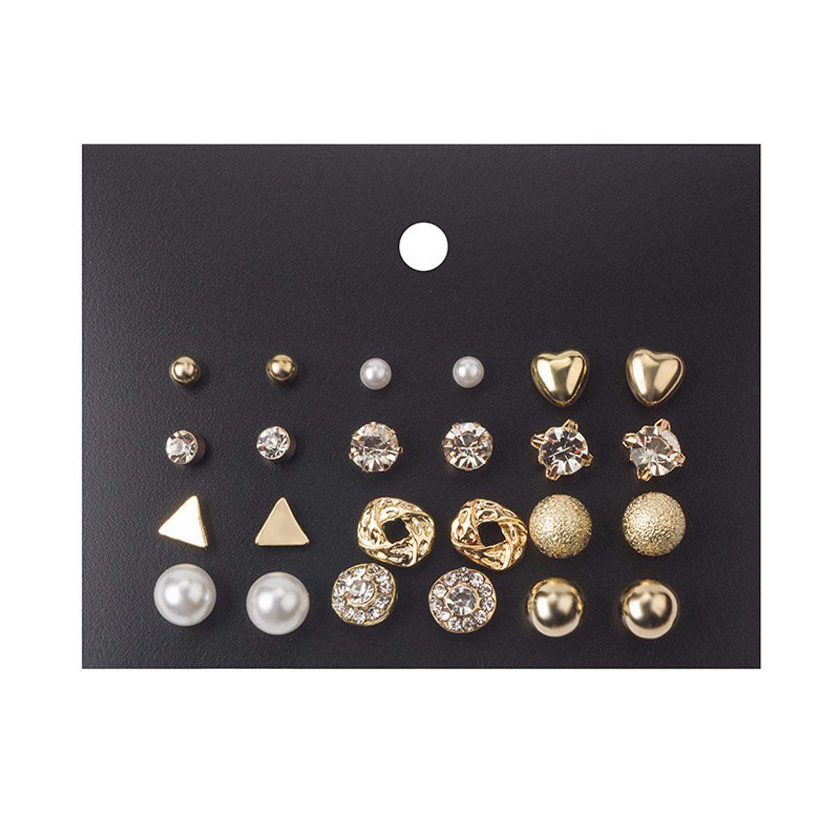 Picture of New Trendy 12 Pairs = 24 Pcs Pearl Stud Earrings Set for Girls Simple Stylish - Trendy Earrings Set for Women Simple Birthday Gift for Girls Eid Puja Valentine