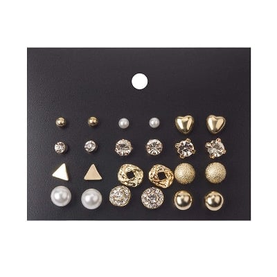 Picture of New Trendy 12 Pairs = 24 Pcs Pearl Stud Earrings Set for Girls Simple Stylish - Trendy Earrings Set for Women Simple Birthday Gift for Girls Eid Puja Valentine