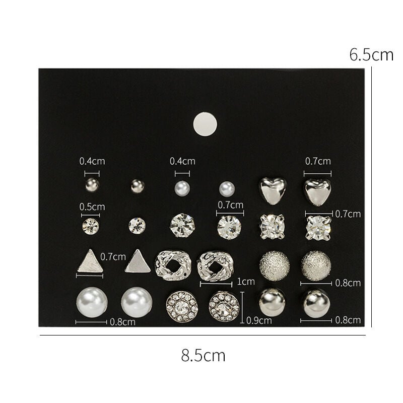 Picture of New Trendy 12 Pairs = 24 Pcs Pearl Stud Earrings Set for Girls Simple Stylish - Trendy Earrings Set for Women Simple Birthday Gift for Girls Eid Puja Valentine