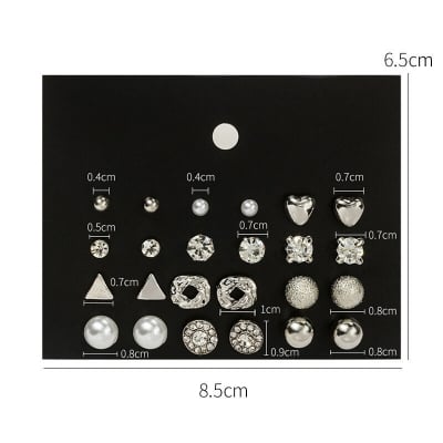 Picture of New Trendy 12 Pairs = 24 Pcs Pearl Stud Earrings Set for Girls Simple Stylish - Trendy Earrings Set for Women Simple Birthday Gift for Girls Eid Puja Valentine