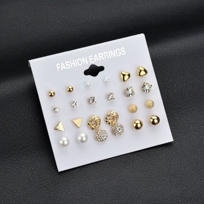 Picture of New Trendy 12 Pairs = 24 Pcs Pearl Stud Earrings Set for Girls Simple Stylish - Trendy Earrings Set for Women Simple Birthday Gift for Girls Eid Puja Valentine
