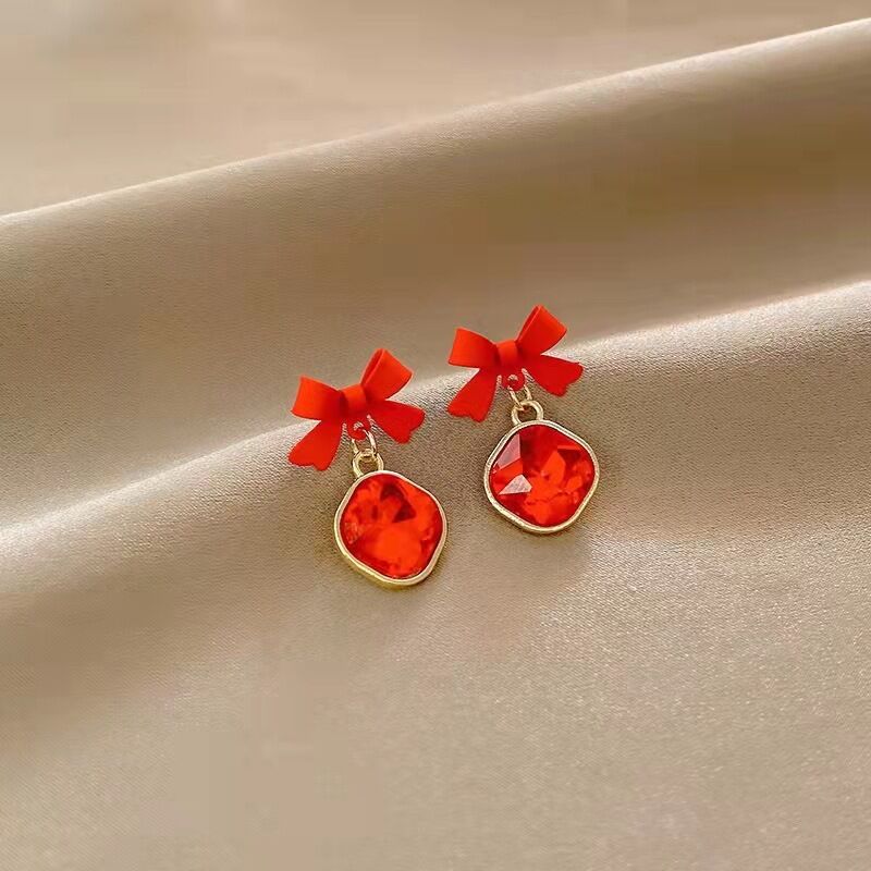 Picture of Indispensable -Quality And Durability -New 2023 Luxury Crystal Black Bow Knot Dangle Earrings Drop Earing for Women- Innovative