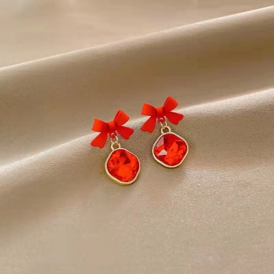 Picture of Indispensable -Quality And Durability -New 2023 Luxury Crystal Black Bow Knot Dangle Earrings Drop Earing for Women- Innovative
