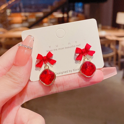 Picture of Indispensable -Quality And Durability -New 2023 Luxury Crystal Black Bow Knot Dangle Earrings Drop Earing for Women- Innovative