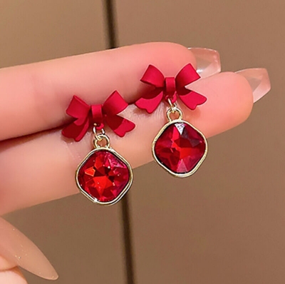 Picture of Indispensable -Quality And Durability -New 2023 Luxury Crystal Black Bow Knot Dangle Earrings Drop Earing for Women- Innovative
