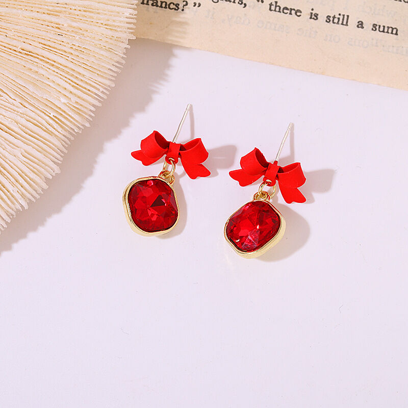Picture of Indispensable -Quality And Durability -New 2023 Luxury Crystal Black Bow Knot Dangle Earrings Drop Earing for Women- Innovative