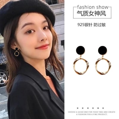 Picture of Indispensable -Black Stone Dangle Earrings for Women Full Rhinestone Flower Earrings 2022 Korean Fashion Cute Jewelry- Innovative