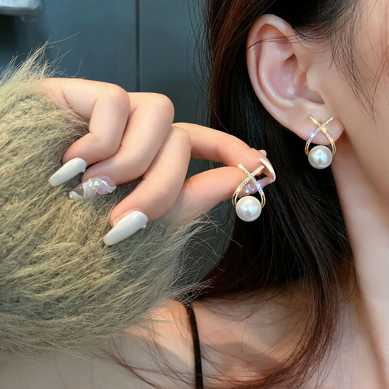 Picture of Cross Stone Earrings for Women Full Rhinestone Earrings