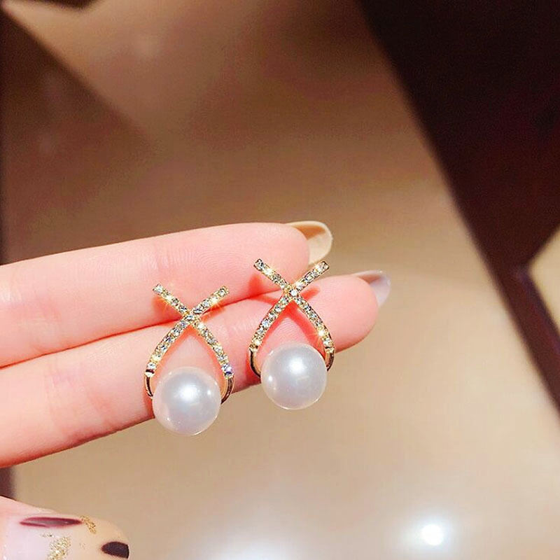 Picture of Cross Stone Earrings for Women Full Rhinestone Earrings