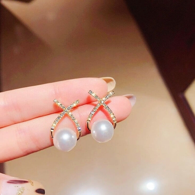 Picture of Cross Stone Earrings for Women Full Rhinestone Earrings