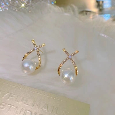 Picture of Cross Stone Earrings for Women Full Rhinestone Earrings