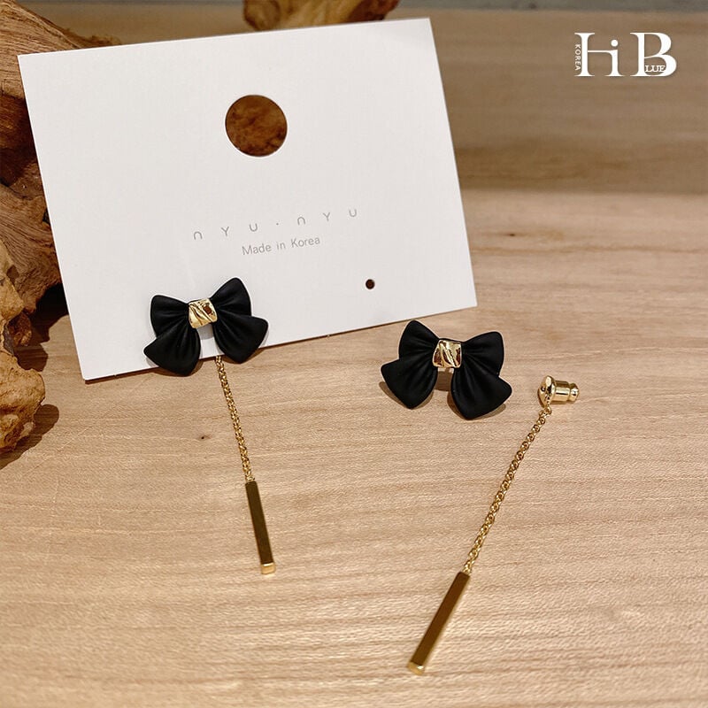Picture of Indispensable -Quality And Durablity -Black Tie Elegant Bow Hollow Circle Drop Earrings Rhinestone Ear Jewelry- Innovative