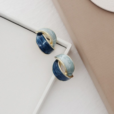 Picture of Female Jewelry Vintage Enamel Earrings Geometric Arc Earrings FOR WOMEN AND GIRLS