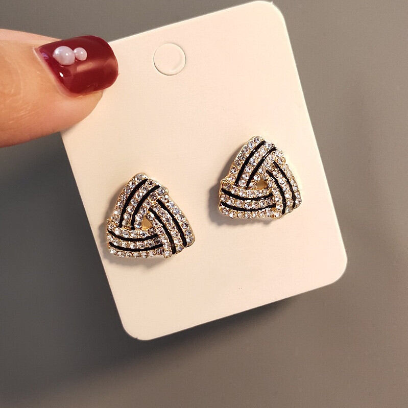 Picture of Triangle Earrings for Women Full Rhinestone Earrings 2023 Korean Fashion Cute Jewelry