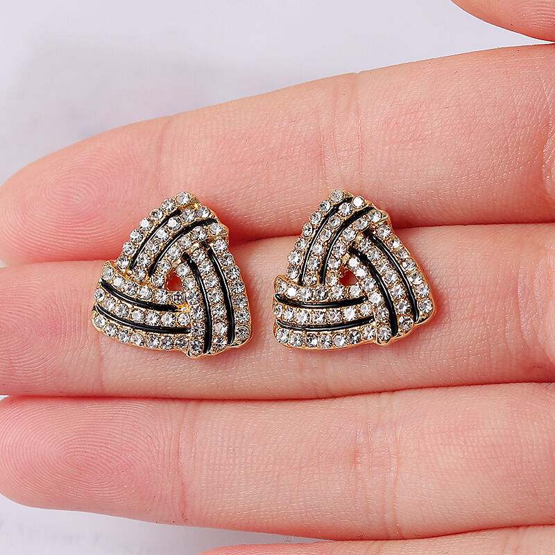 Picture of Triangle Earrings for Women Full Rhinestone Earrings 2023 Korean Fashion Cute Jewelry
