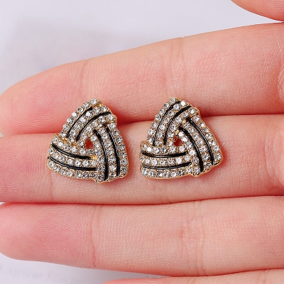 Picture of Triangle Earrings for Women Full Rhinestone Earrings 2023 Korean Fashion Cute Jewelry