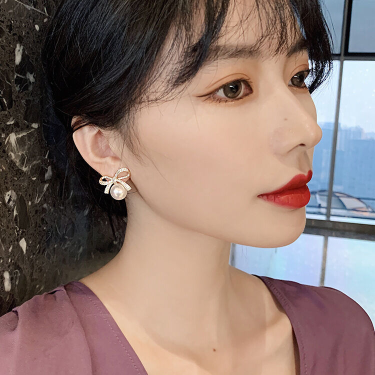 Picture of Understated -White Stone Tie Dangle Earrings for Women Full Rhinestone Earrings 2023 Korean Fashion Cute Jewelry- Progressively Better