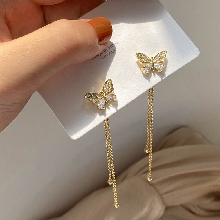 Picture of Trendsetter -Fashion Butterfly Tassel Drop Earrings For Women Trendy Shiny Moon Star Pearls Dangle Earrings- Inventive Choice