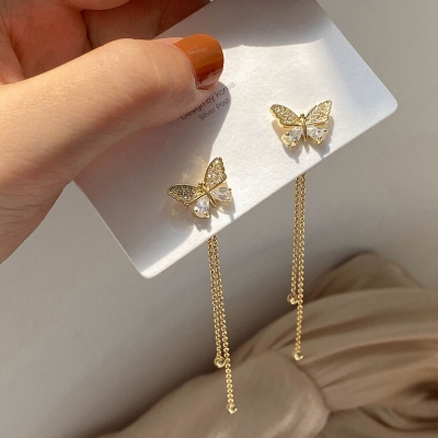 Picture of Trendsetter -Fashion Butterfly Tassel Drop Earrings For Women Trendy Shiny Moon Star Pearls Dangle Earrings- Inventive Choice