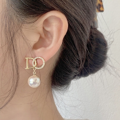 Picture of Simple DO Dangle Earrings for Women Full Rhinestone Earrings Korean Fashion Cute Jewelry Qualityful - Easy To care and Longive