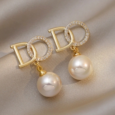 Picture of Simple DO Dangle Earrings for Women Full Rhinestone Earrings Korean Fashion Cute Jewelry Qualityful - Easy To care and Longive