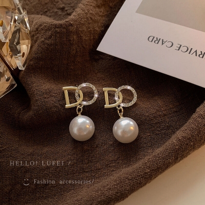 Picture of Simple DO Dangle Earrings for Women Full Rhinestone Earrings Korean Fashion Cute Jewelry Qualityful - Easy To care and Longive