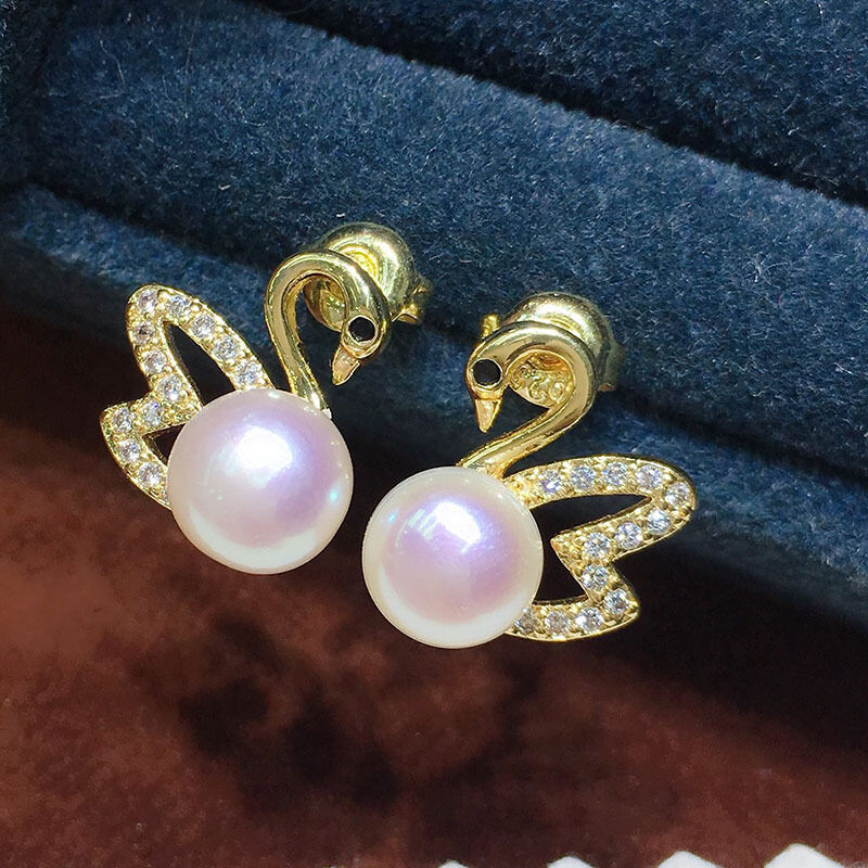Picture of White Stone Duck Earrings for Women Full Rhinestone Flower Earrings 2022 Korean Fashion Cute Jewelry